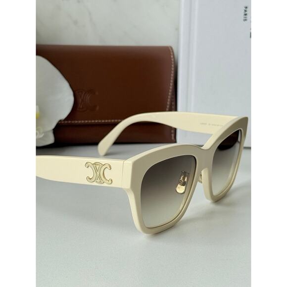 NEW Celine CL40253F Triomphe Cat Eye Ivory White Sunglasses main image 6
